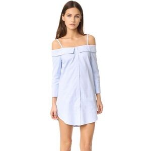 ENGLISH FACTORY Button Down Off Shoulder Dress removable/ adjustable straps